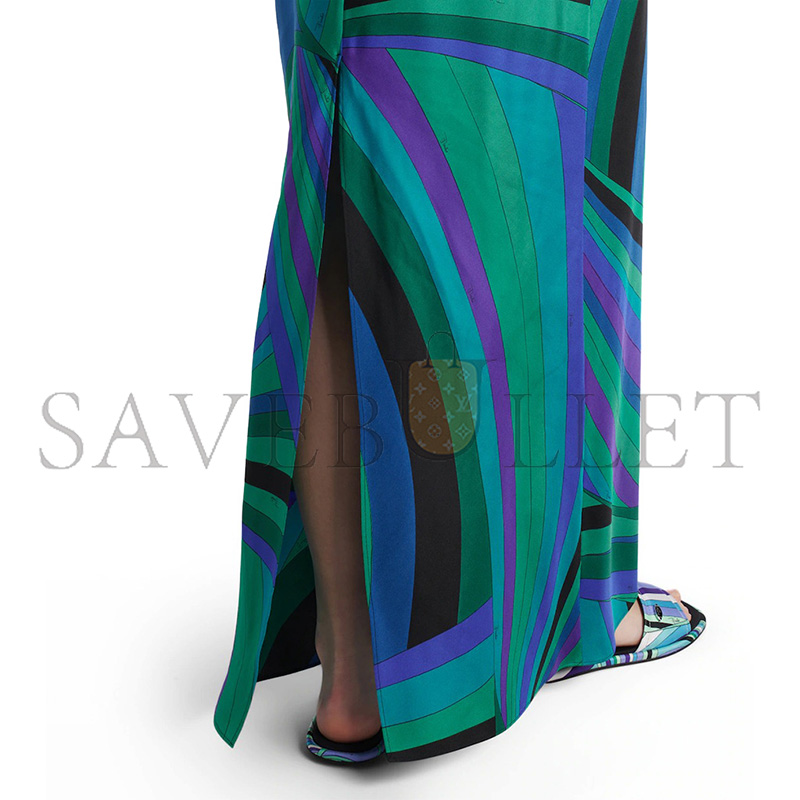 PUCCI IRIDE SILK TWILL MAXI DRESS AND CAPE SET